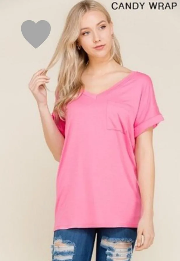 Pocket V Neck Boyfriend Tee