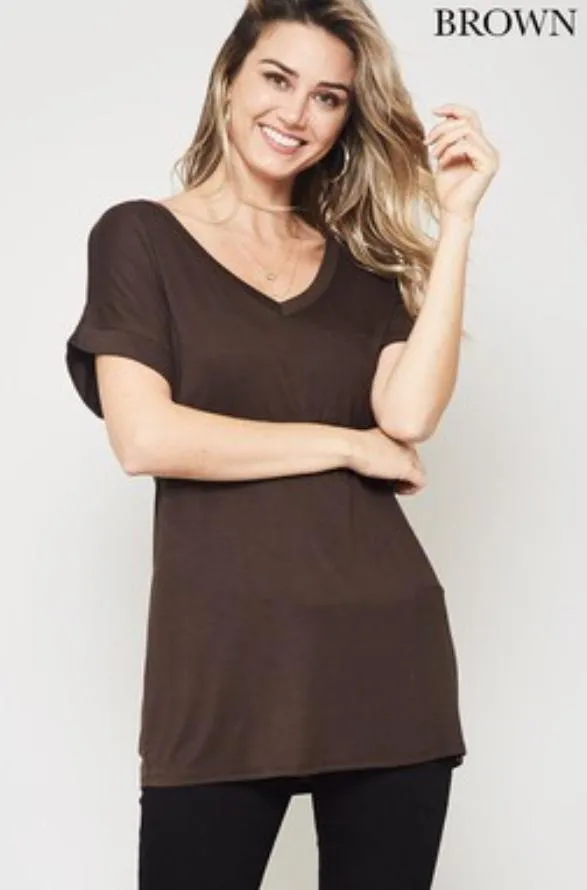 Pocket V Neck Boyfriend Tee