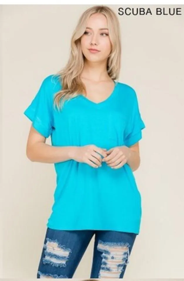 Pocket V Neck Boyfriend Tee