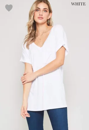 Pocket V Neck Boyfriend Tee
