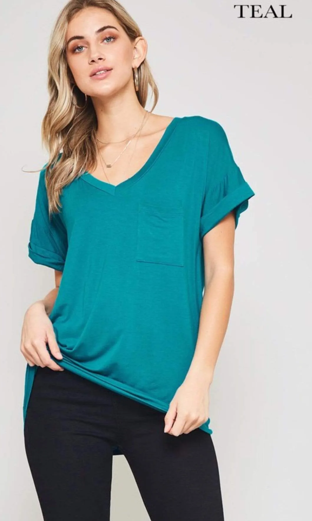 Pocket V Neck Boyfriend Tee