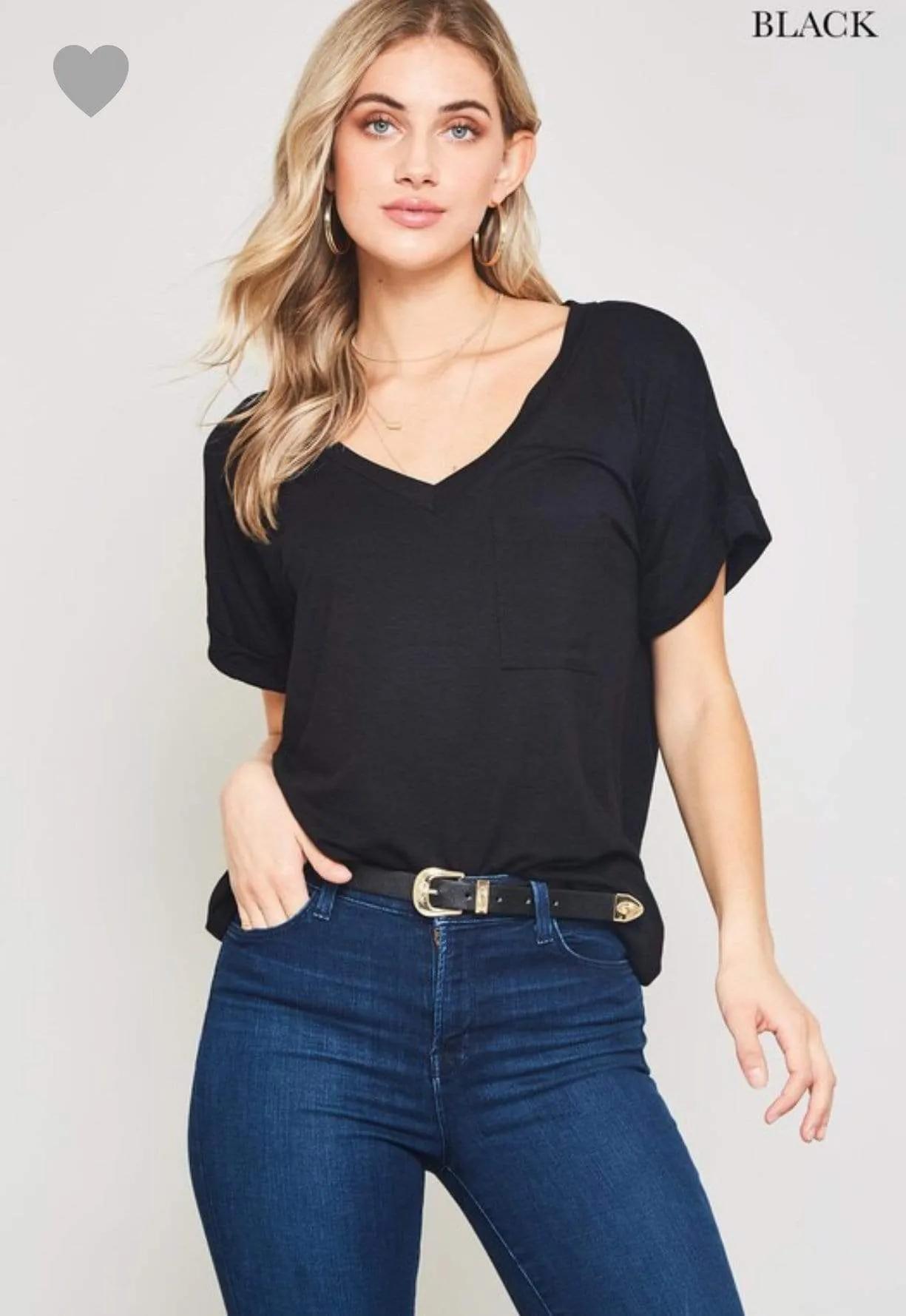 Pocket V Neck Boyfriend Tee