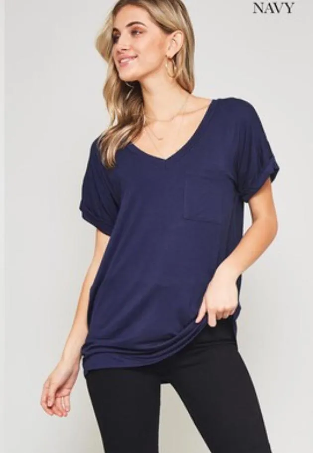 Pocket V Neck Boyfriend Tee