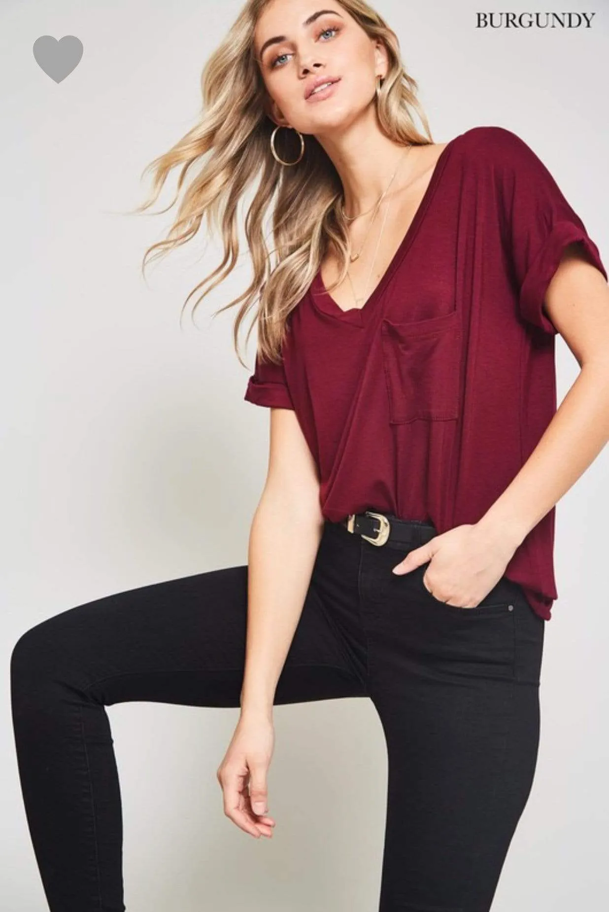 Pocket V Neck Boyfriend Tee