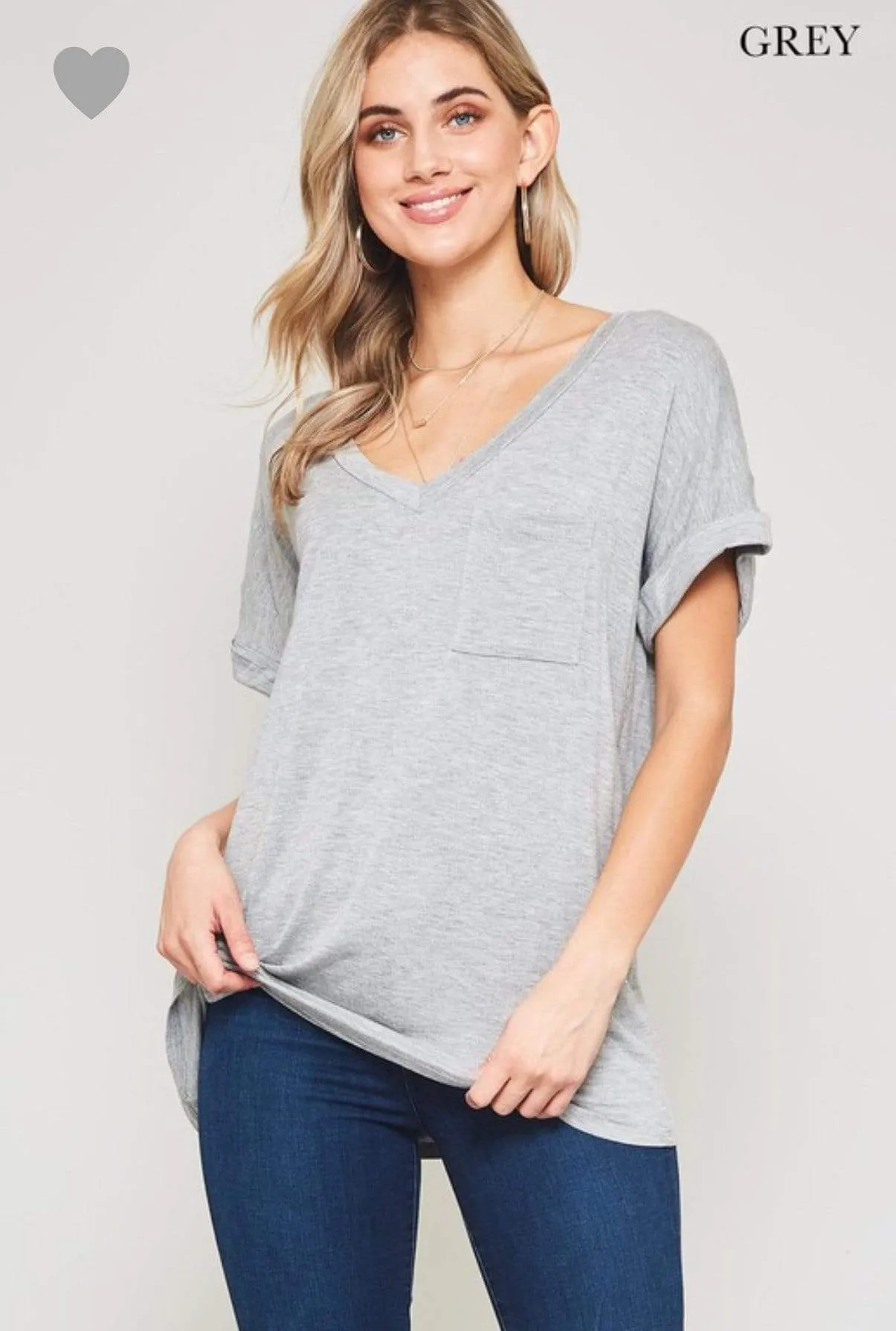 Pocket V Neck Boyfriend Tee