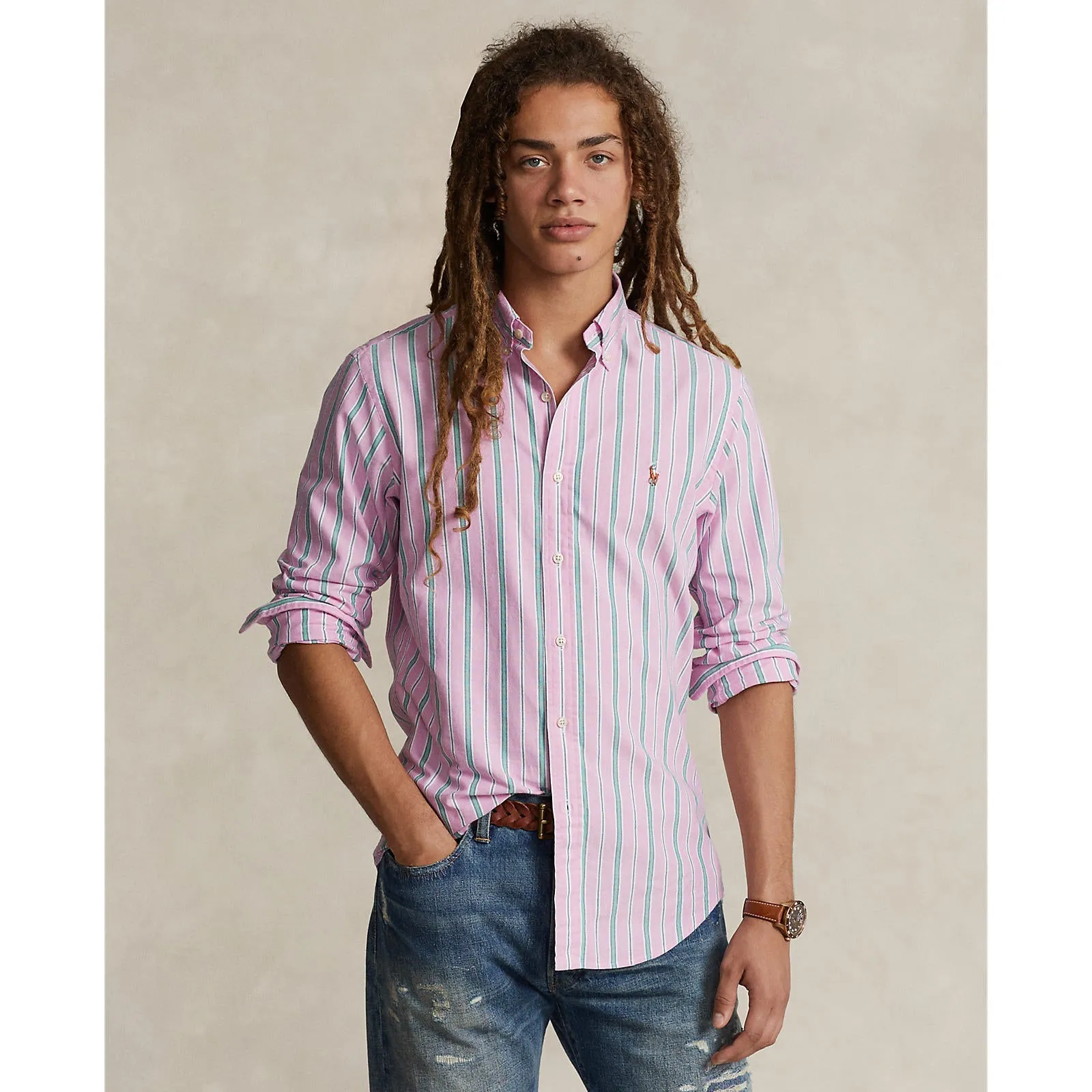 Polo Ralph Lauren - Oxford Shirt - Stripe - Pink, Green & White