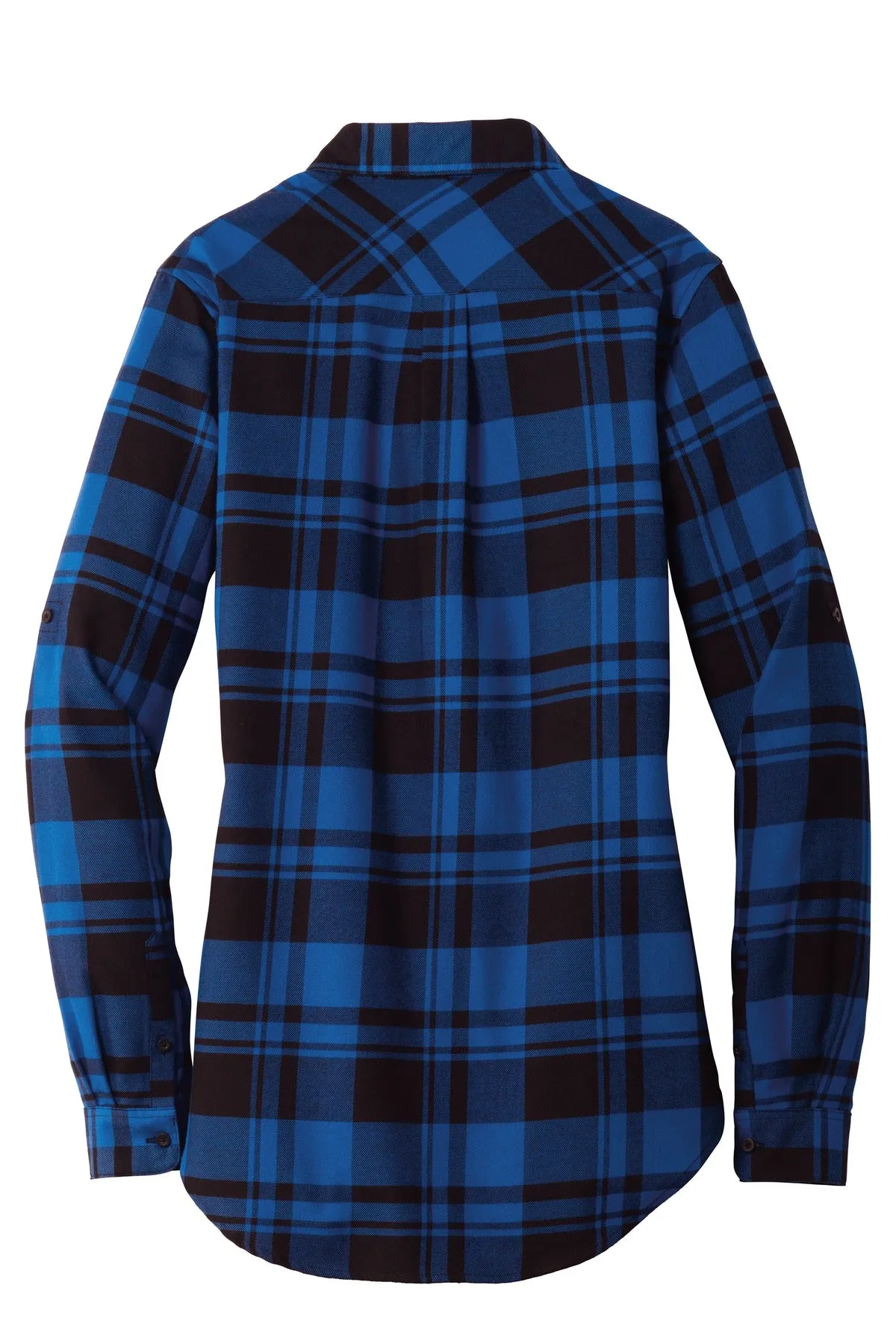 Port Authority Women's Plaid Flannel Tunic . LW668 Royal/ Black