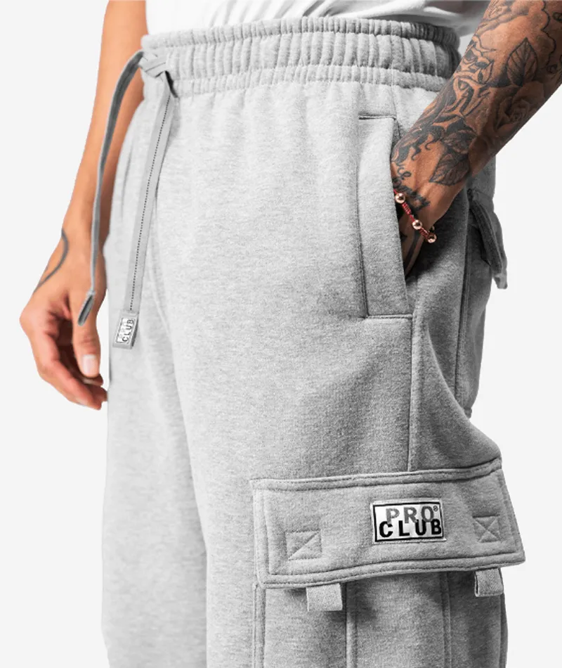 Pro Club Heavyweight Fleece Cargo Pants - GREY