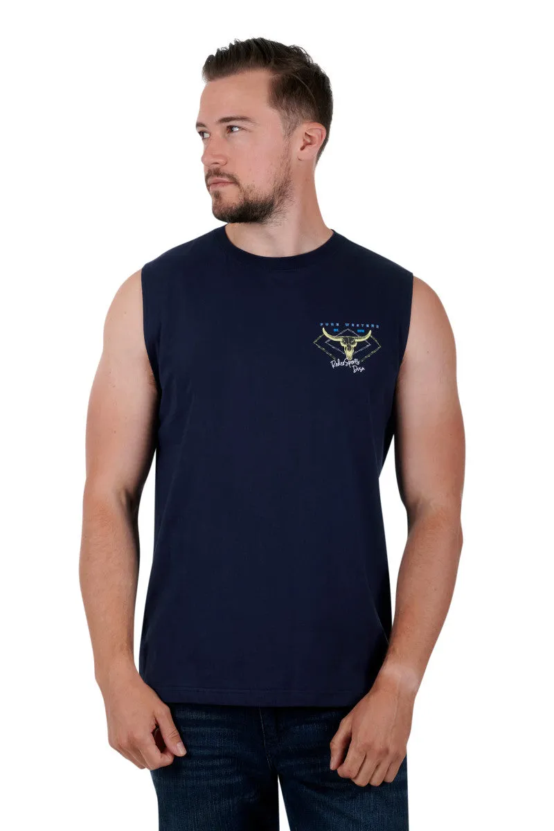 Pure Western Austin Mens Muscle Tank Navy