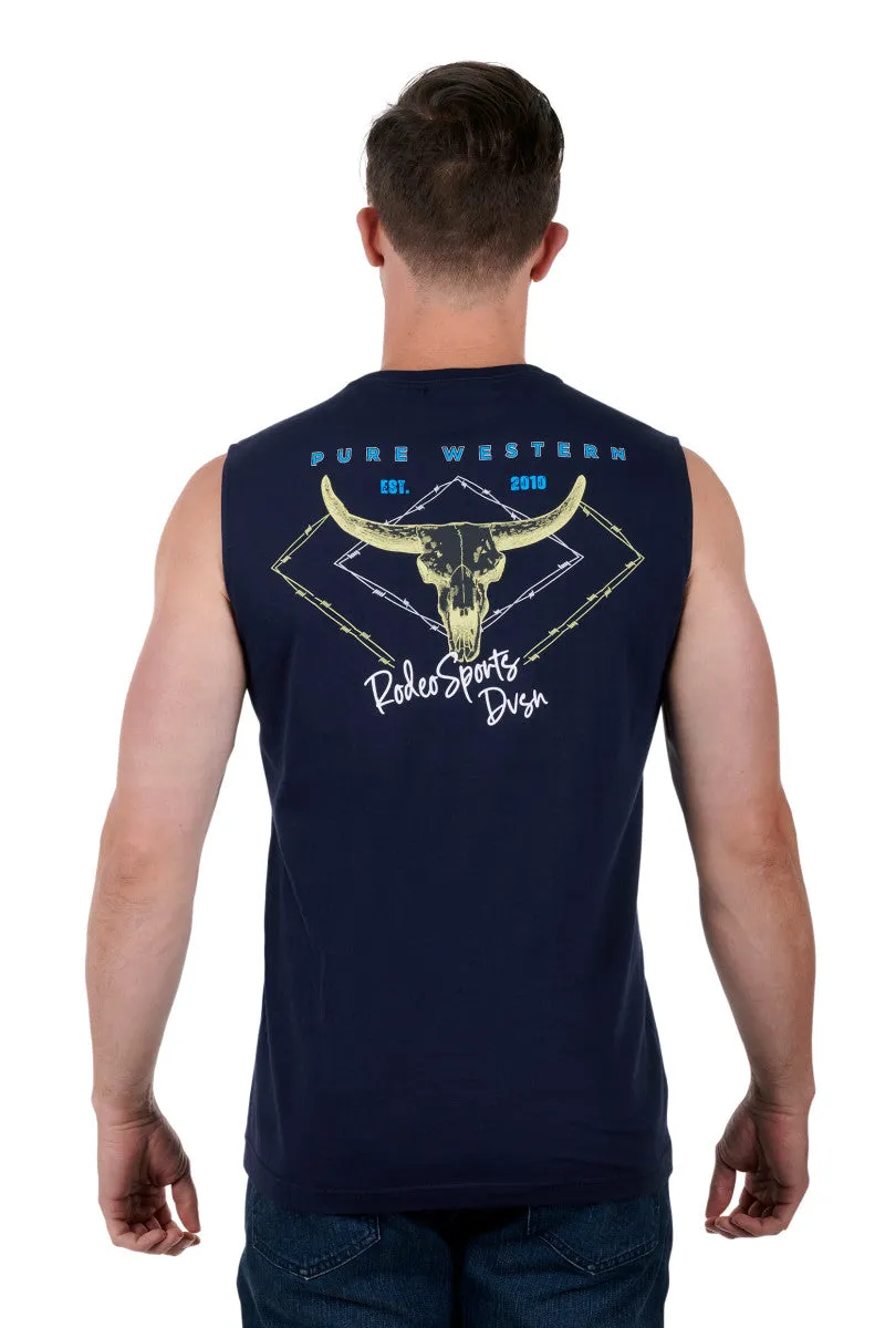 Pure Western Austin Mens Muscle Tank Navy