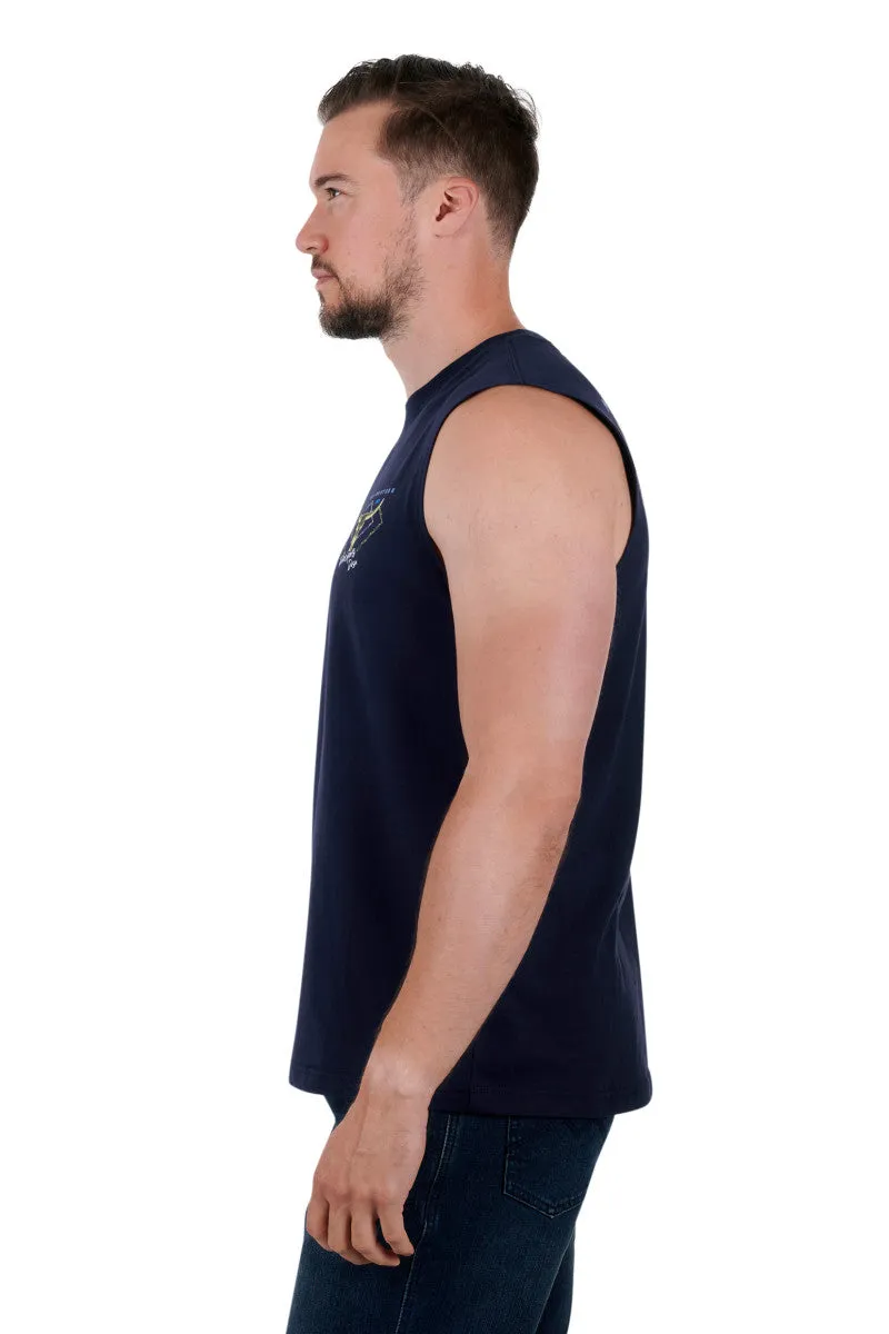 Pure Western Austin Mens Muscle Tank Navy