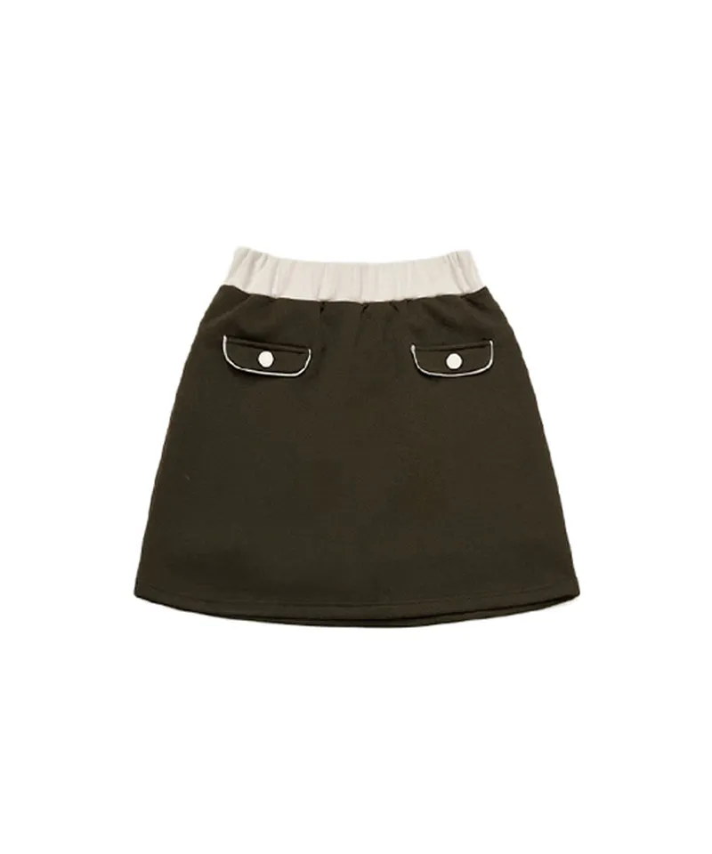 Q.C PLAY: Spandex Ribbed Pocket Banding Skirt - Brown
