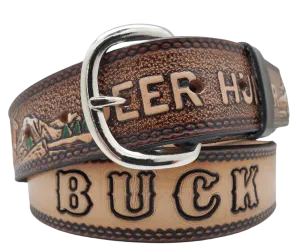 "The Buck Fever" Name Leather Belt "Quick Ship"
