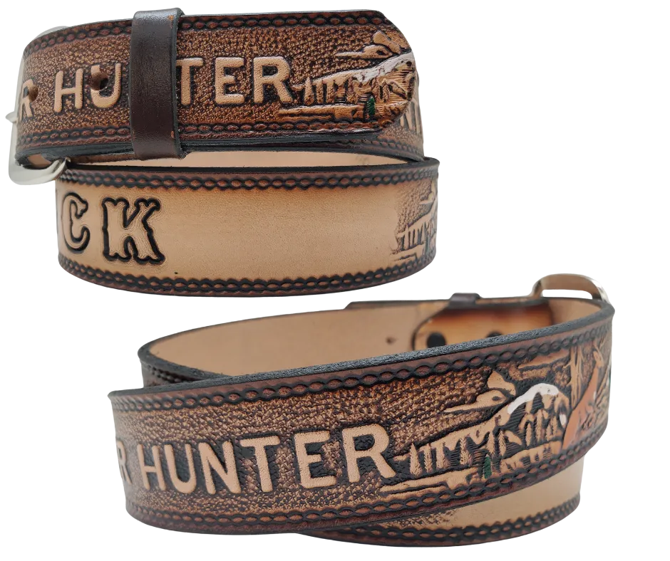 "The Buck Fever" Name Leather Belt "Quick Ship"