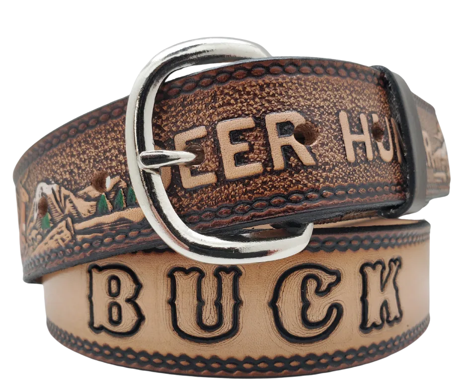 "The Buck Fever" Name Leather Belt "Quick Ship"