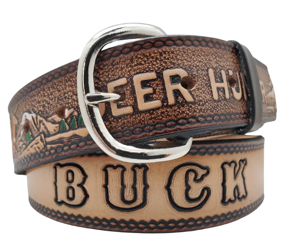 "The Buck Fever" Name Leather Belt "Quick Ship"
