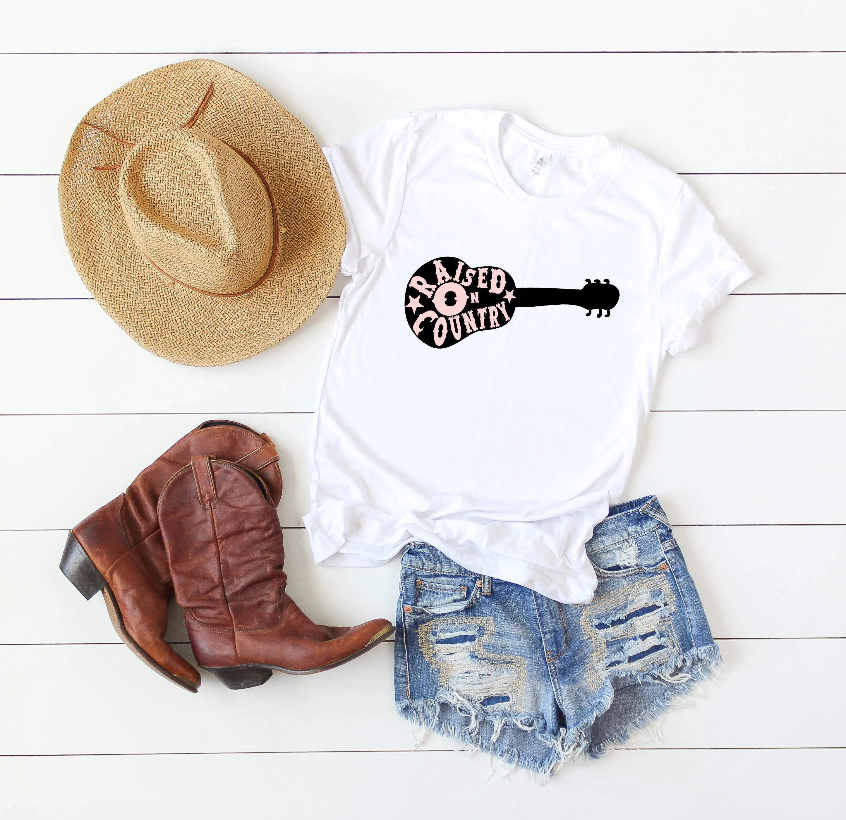 Raised On Country Guitar | Short Sleeve Crew Neck