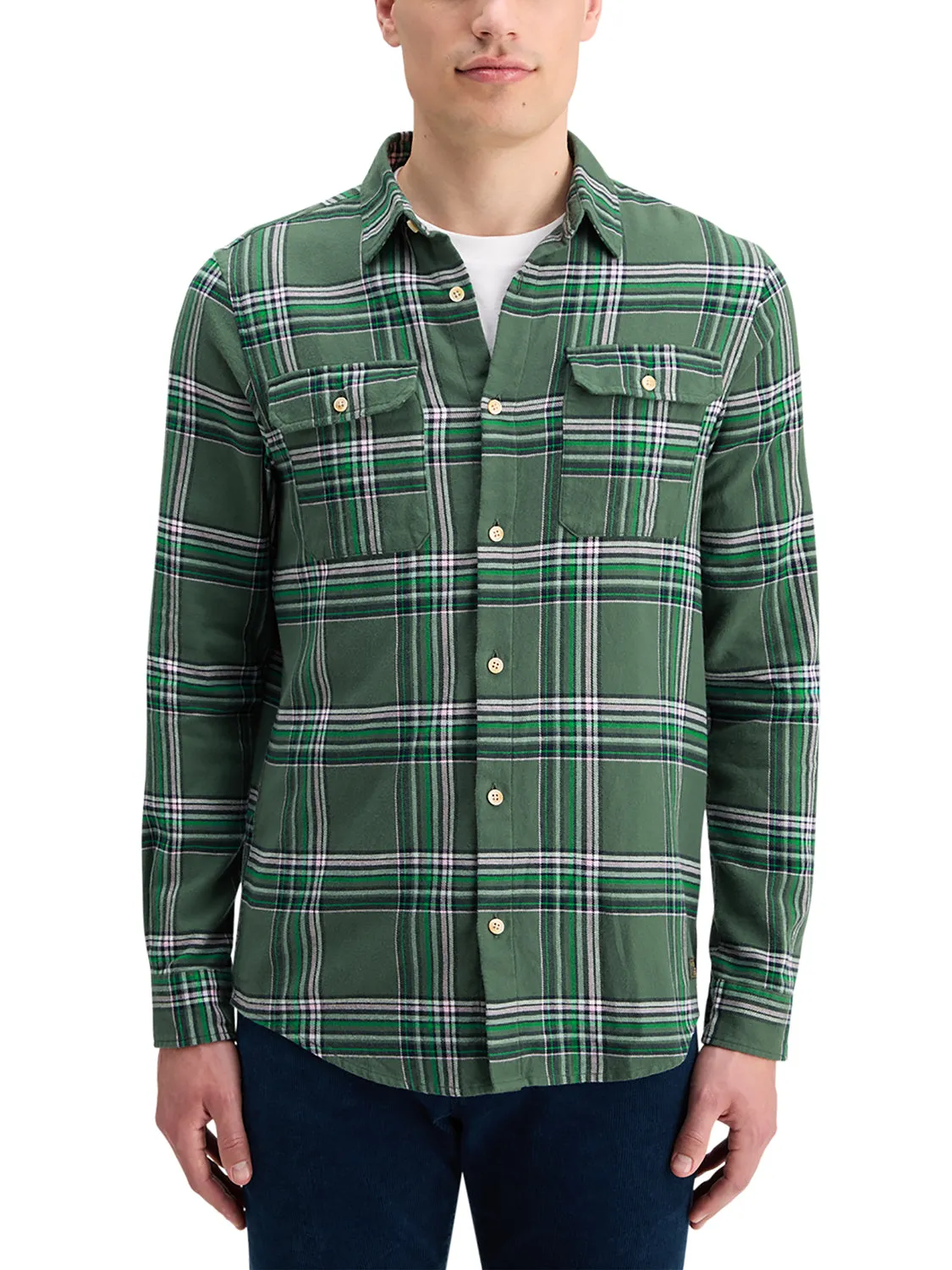 Regular Fit Multi Coloured Flannel Check - Green Check