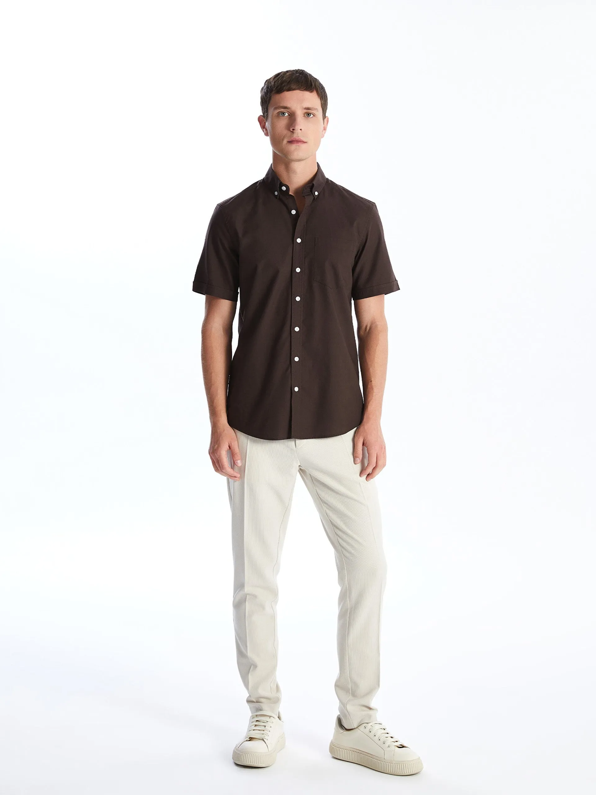 Regular Fit Short Sleeve Oxford Men Shirt