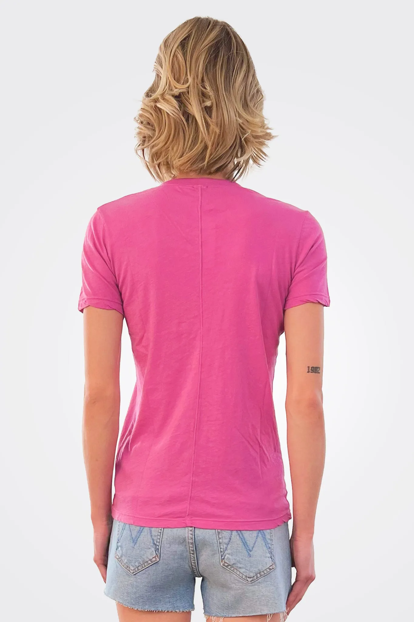 Relaxed V Neck Tee - Violet Pink