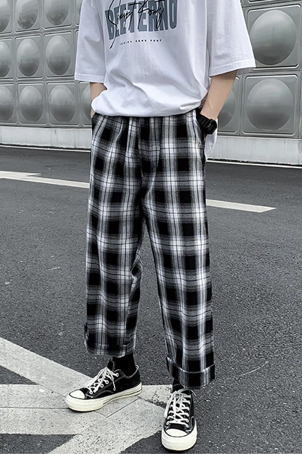 Retro Plaid Hip Hop Style Loose Pants