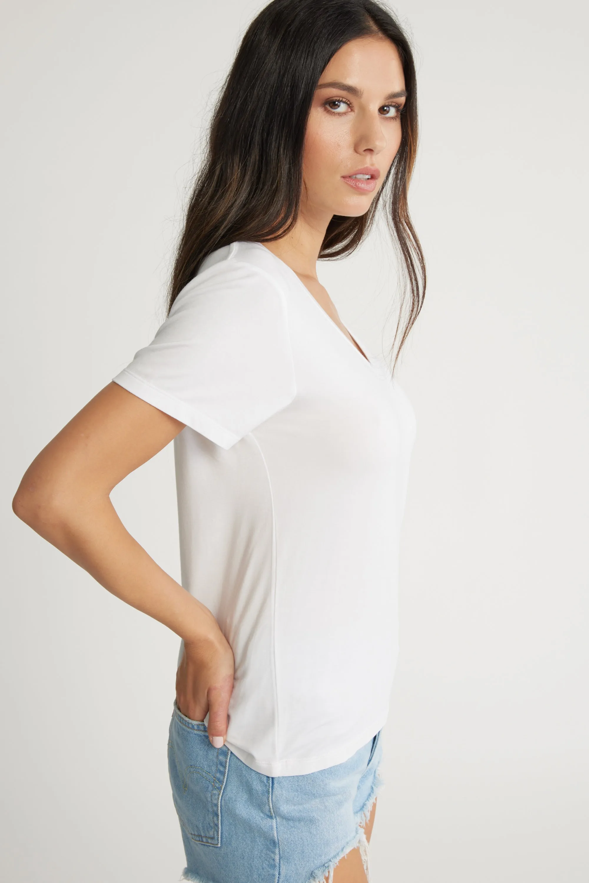 Riley Short Sleeve V Neck Tee