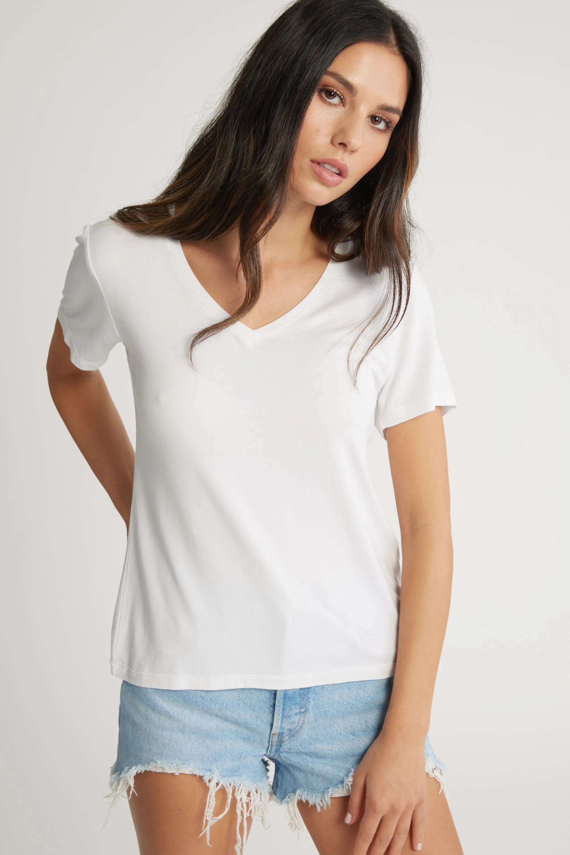 Riley Short Sleeve V Neck Tee