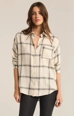 River Plaid Button Up / Sea Salt