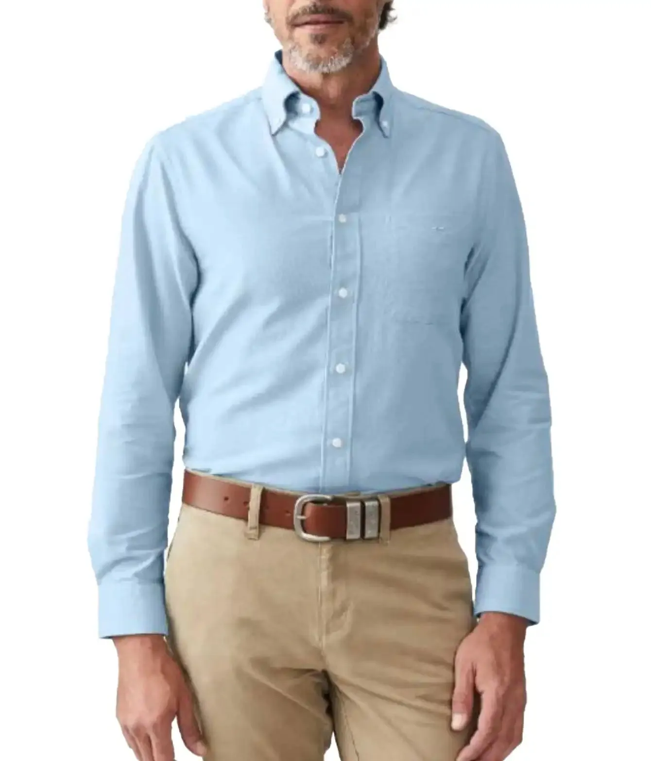 RM Williams Mens Collins Button Down Shirt Light Blue