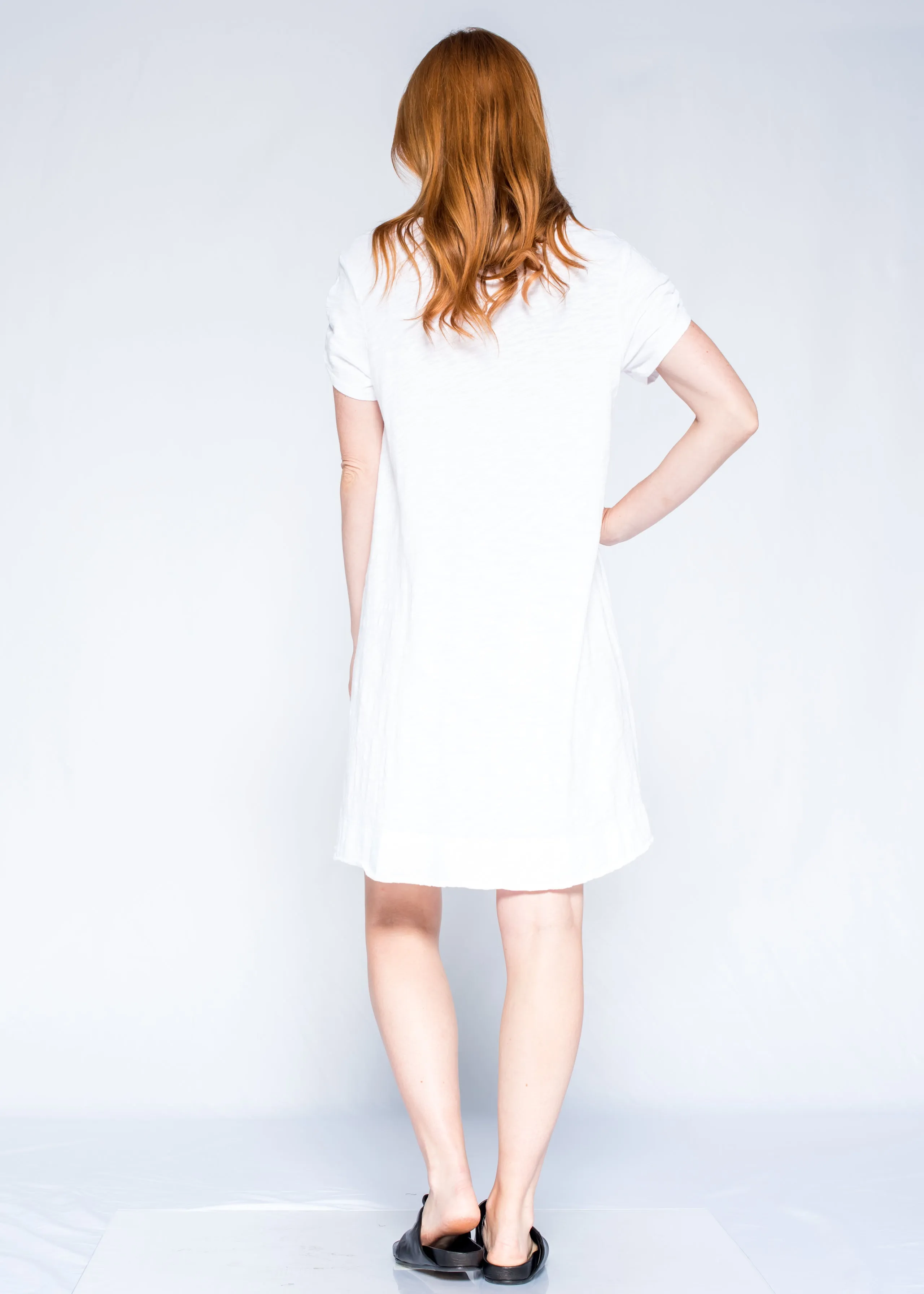 Ruched Sleeve Trapeze Tee Dress