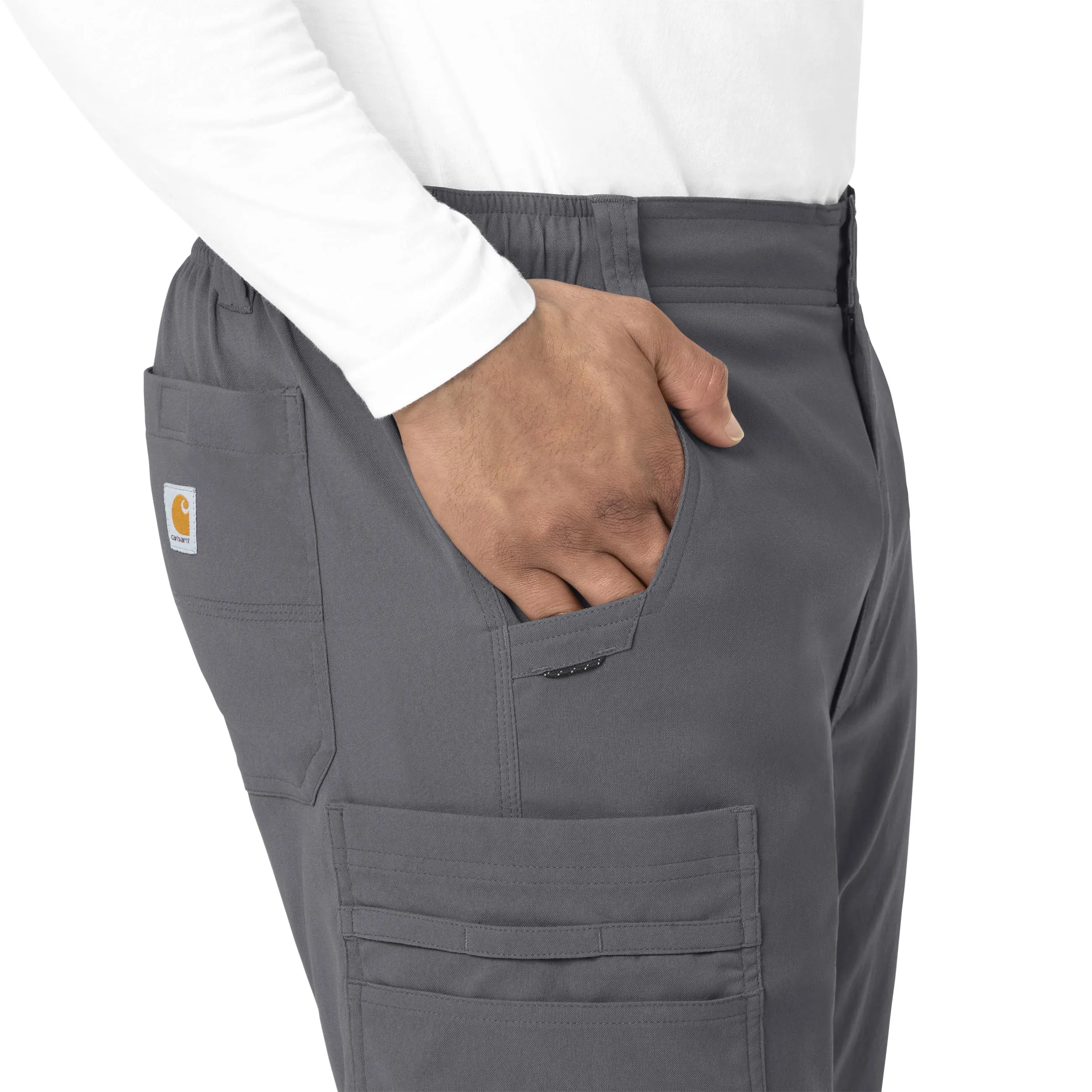 Rugged Flex Peak C55037 Men's Straight Leg Cargo Scrub Pants Pewter