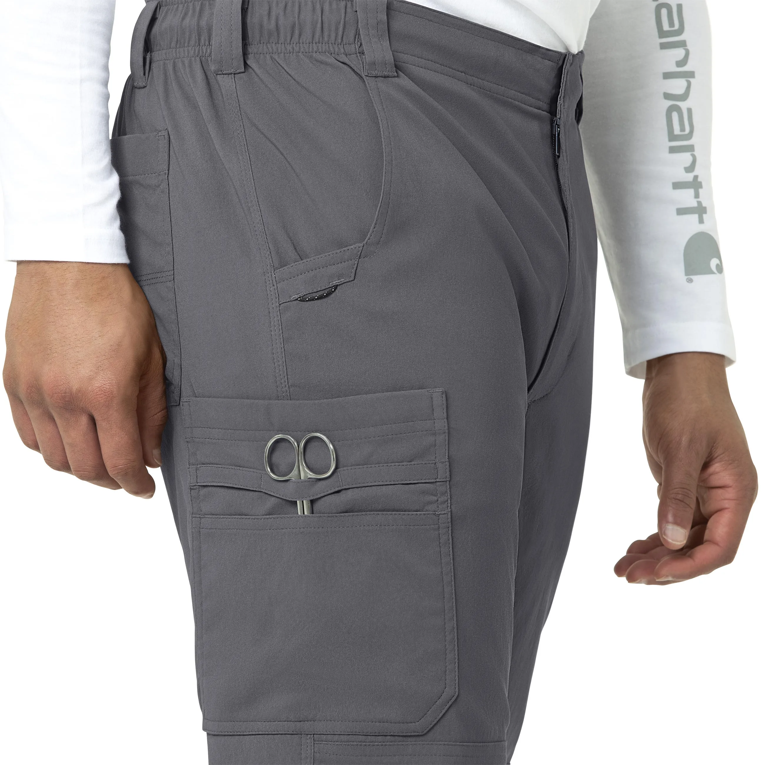 Rugged Flex Peak C55037 Men's Straight Leg Cargo Scrub Pants Pewter