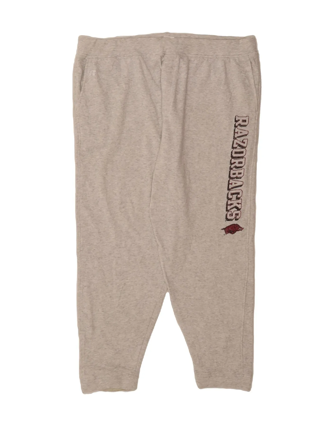 RUSSELL ATHLETIC Mens Arkansas Razorbacks Tracksuit Trousers 3XL Grey
