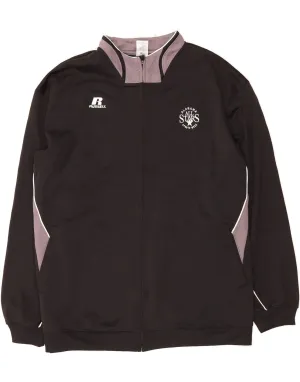 RUSSELL ATHLETIC Mens Dri-Power Tracksuit Top Jacket 2XL Black Colourblock
