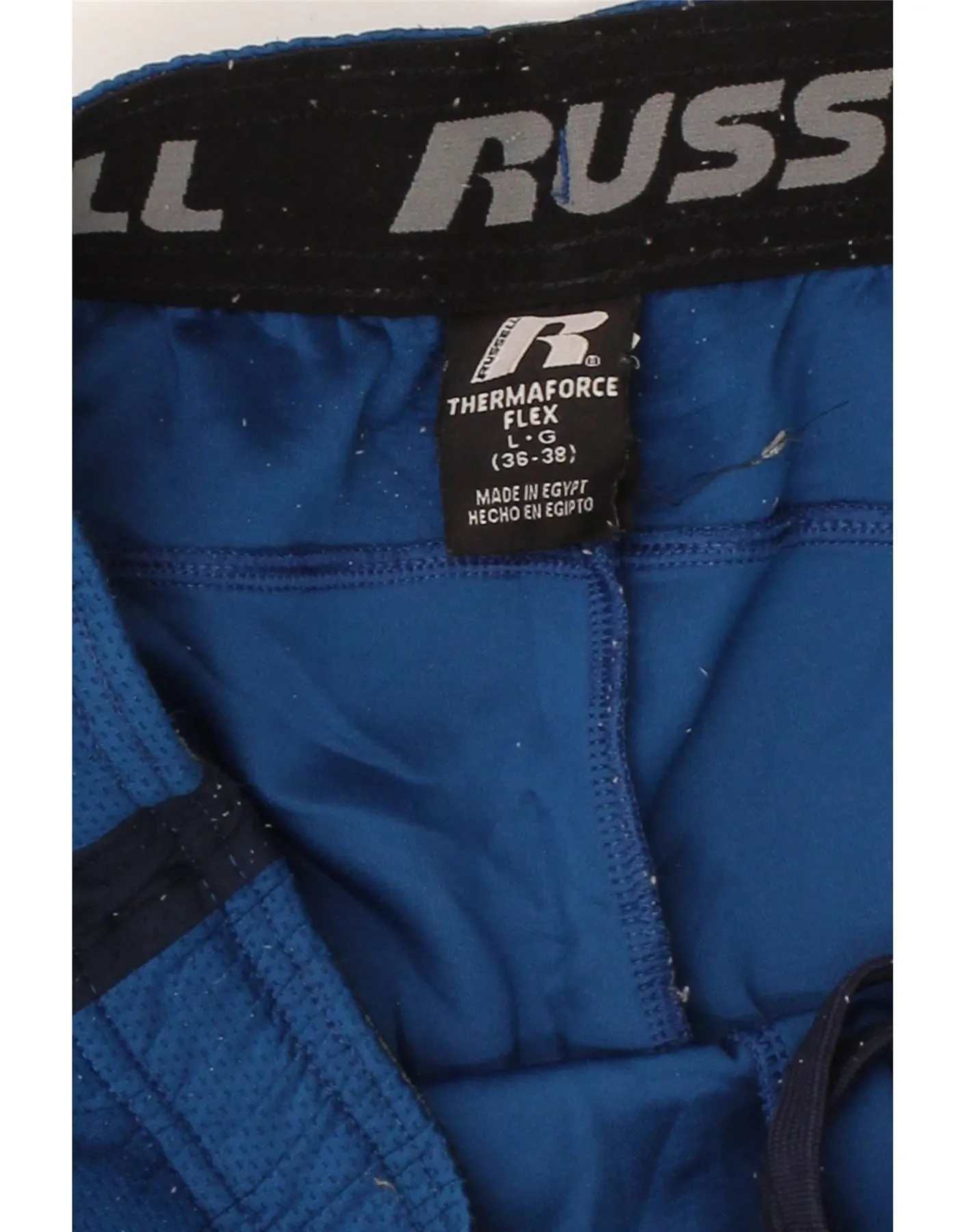 RUSSELL ATHLETIC Mens Dri-Power Tracksuit Trousers Large Blue Colourblock