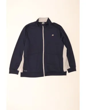 RUSSELL ATHLETIC Mens Tracksuit Top Jacket 2XL Navy Blue Colourblock