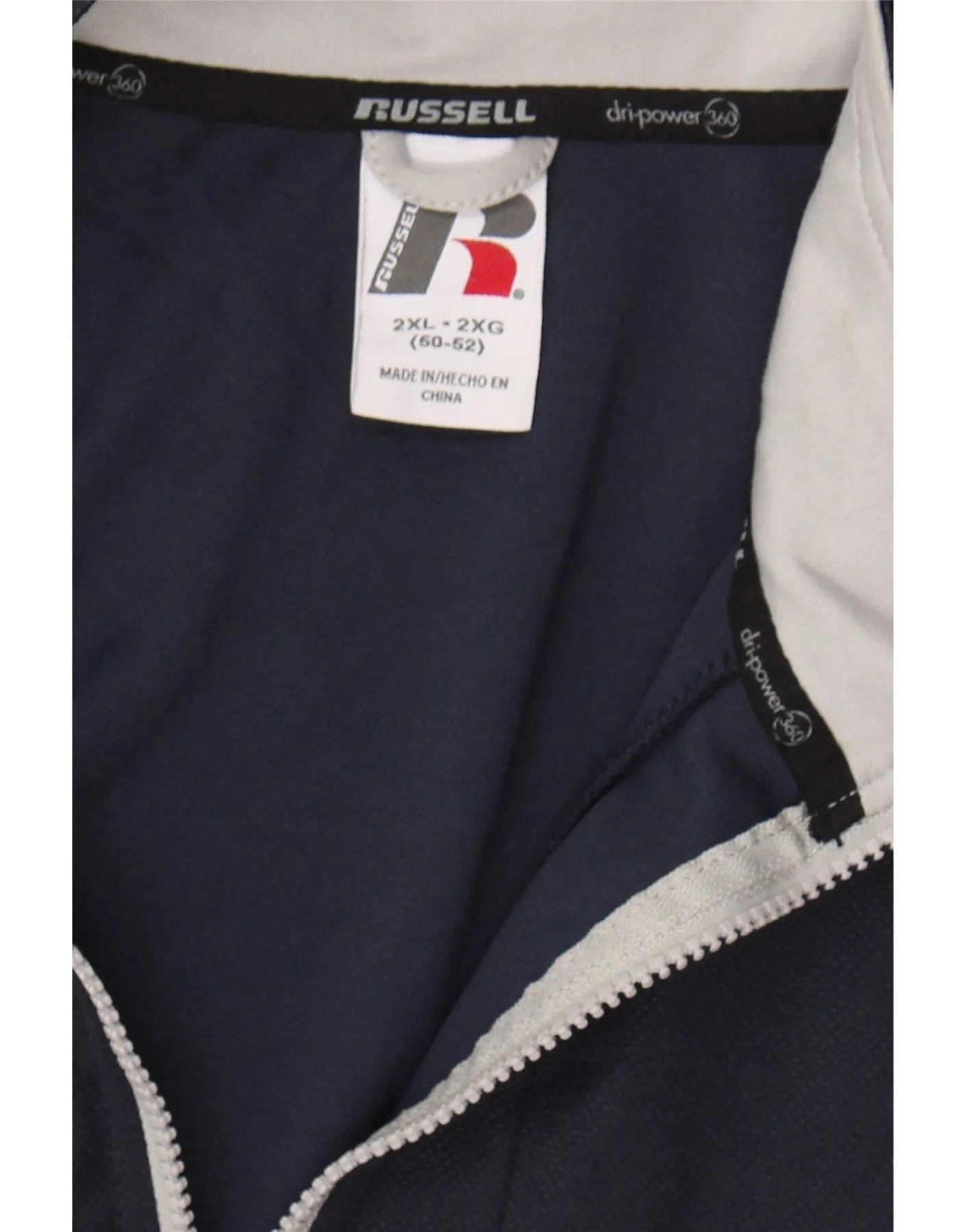 RUSSELL ATHLETIC Mens Tracksuit Top Jacket 2XL Navy Blue Colourblock