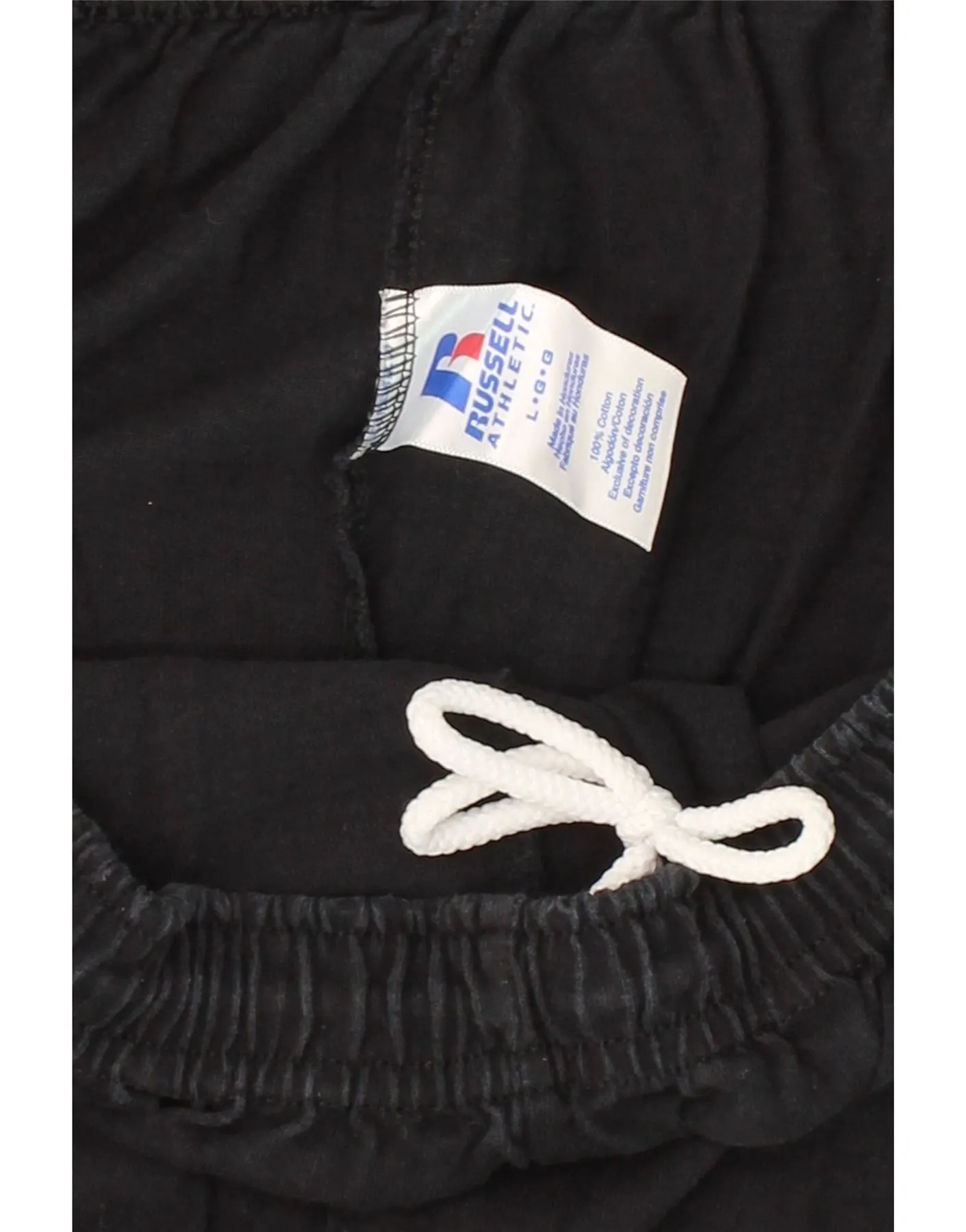 RUSSELL ATHLETIC Mens Tracksuit Trousers Joggers Large Black Cotton