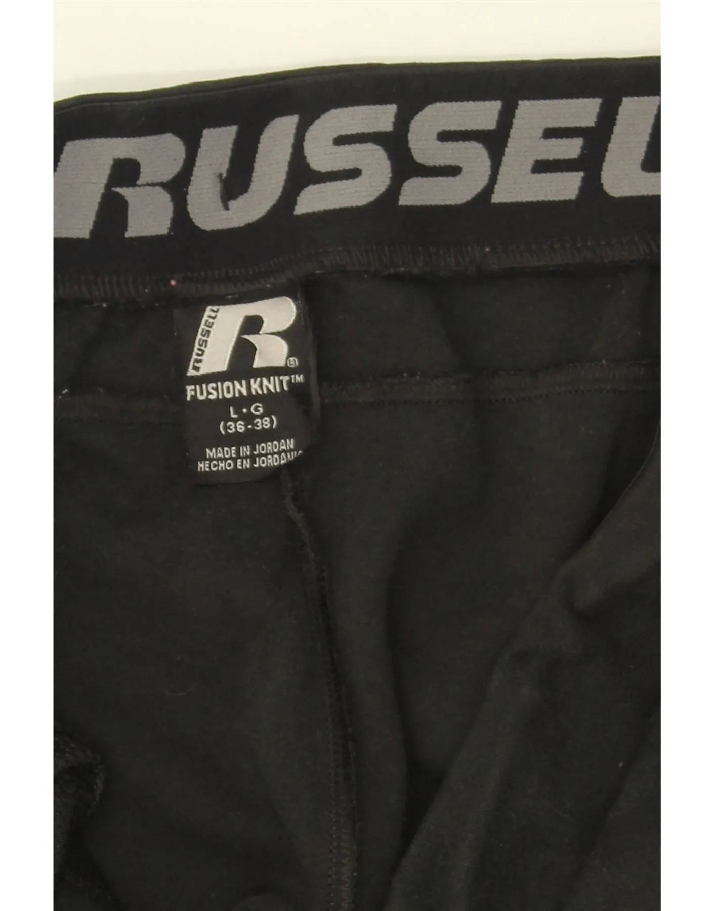 RUSSELL ATHLETIC Mens Tracksuit Trousers Joggers Large  Black Polyester