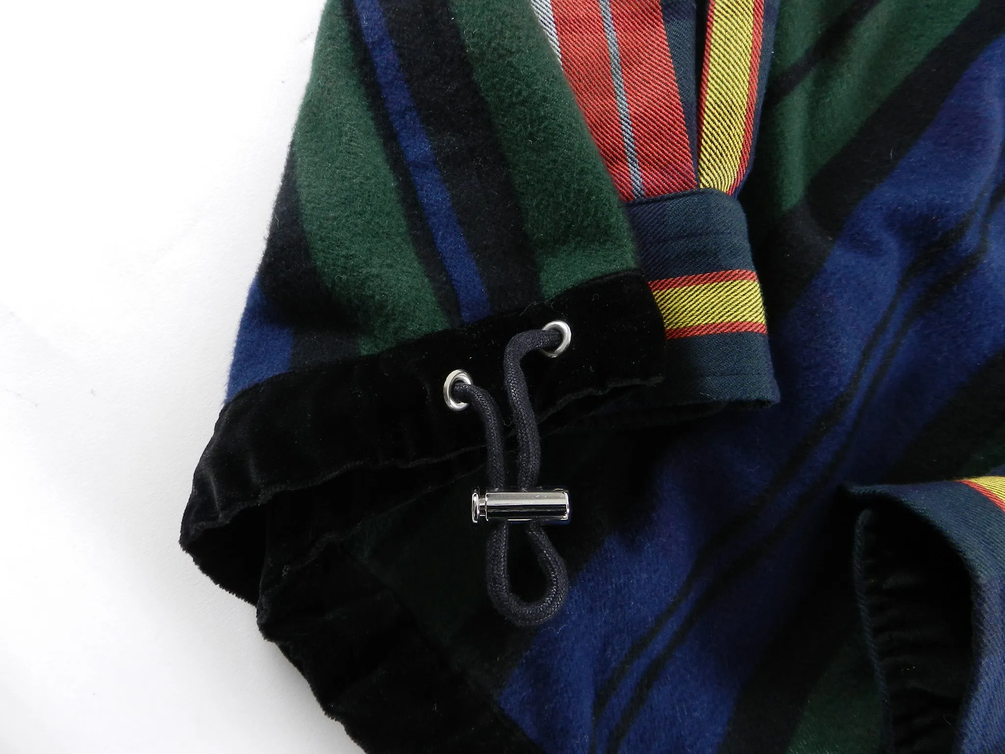 Sacai Fall 2017 Green and Blue Check Double Faced Flannel Shirt - L