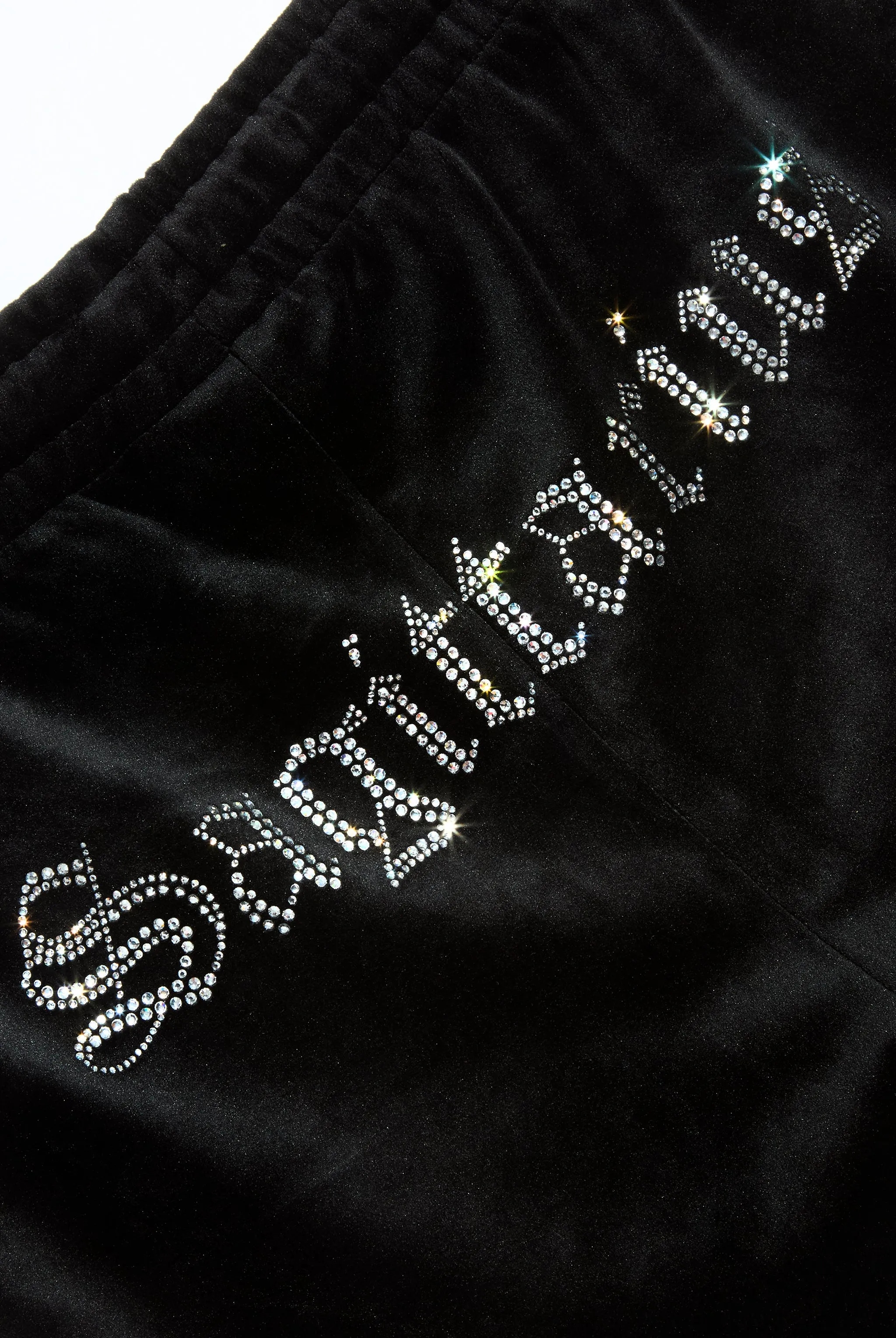 'SAGITTARIUS' BLACK VELOUR DIAMANTÉ TRACKSUIT BOTTOM