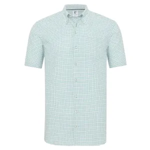 Short-sleeve checkered oxford cotton shirt