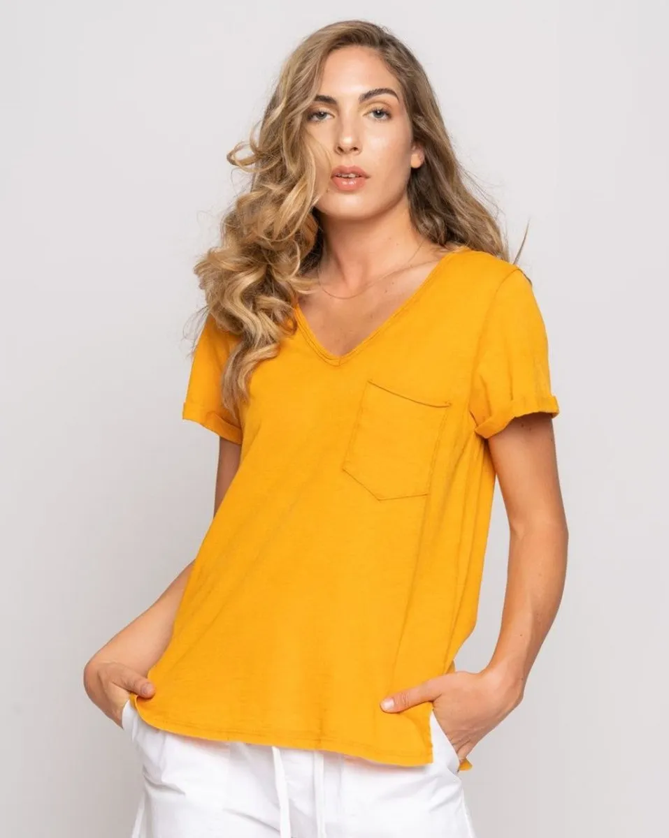 Short Sleeve V-Neck Pocket T