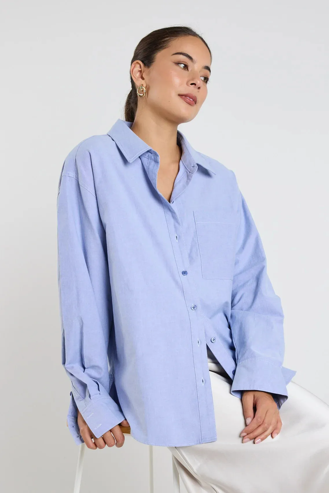 Signature Oxford Blue Oversized Shirt
