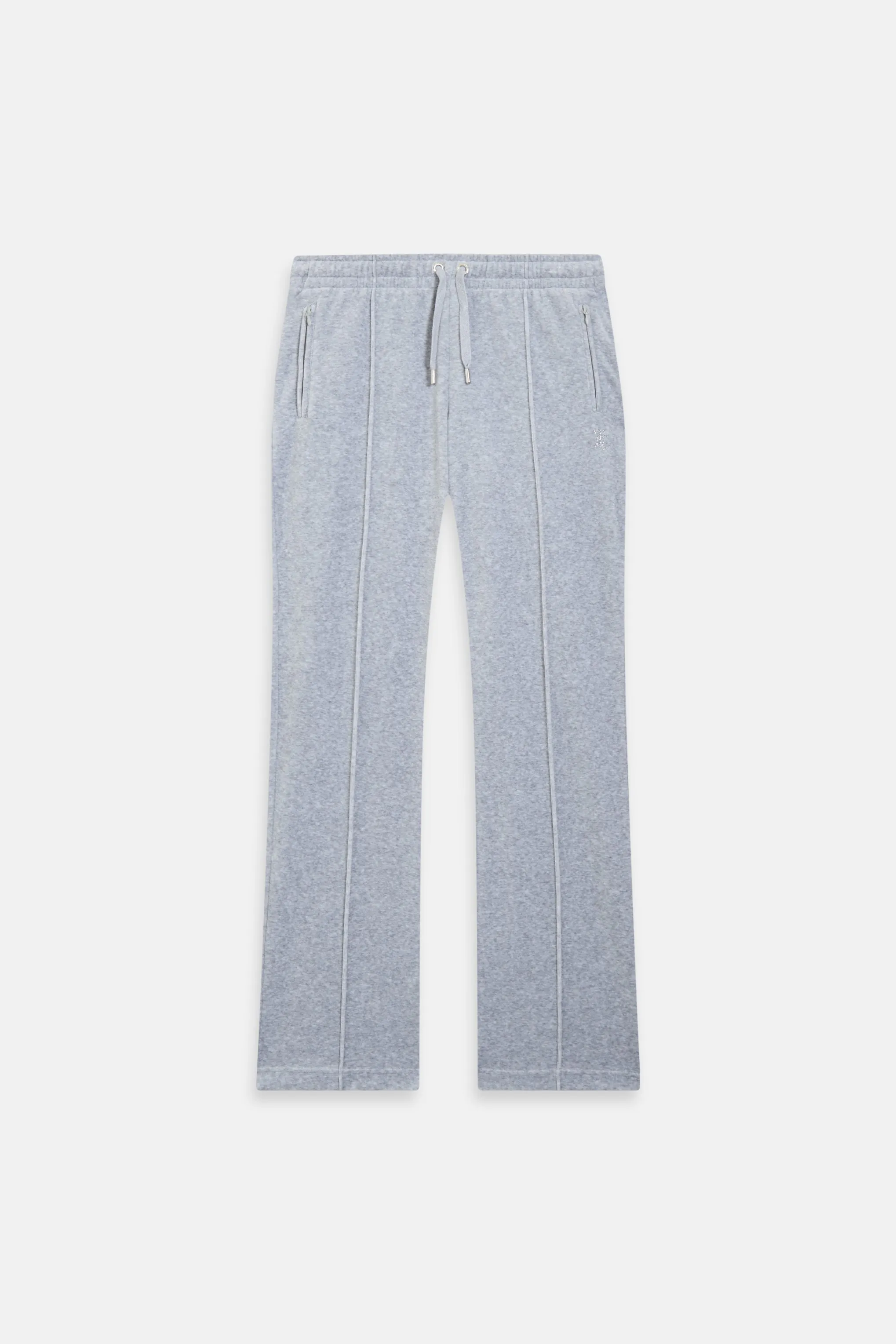 SILVER MARL VELOUR DIAMANTE TRACKSUIT BOTTOM