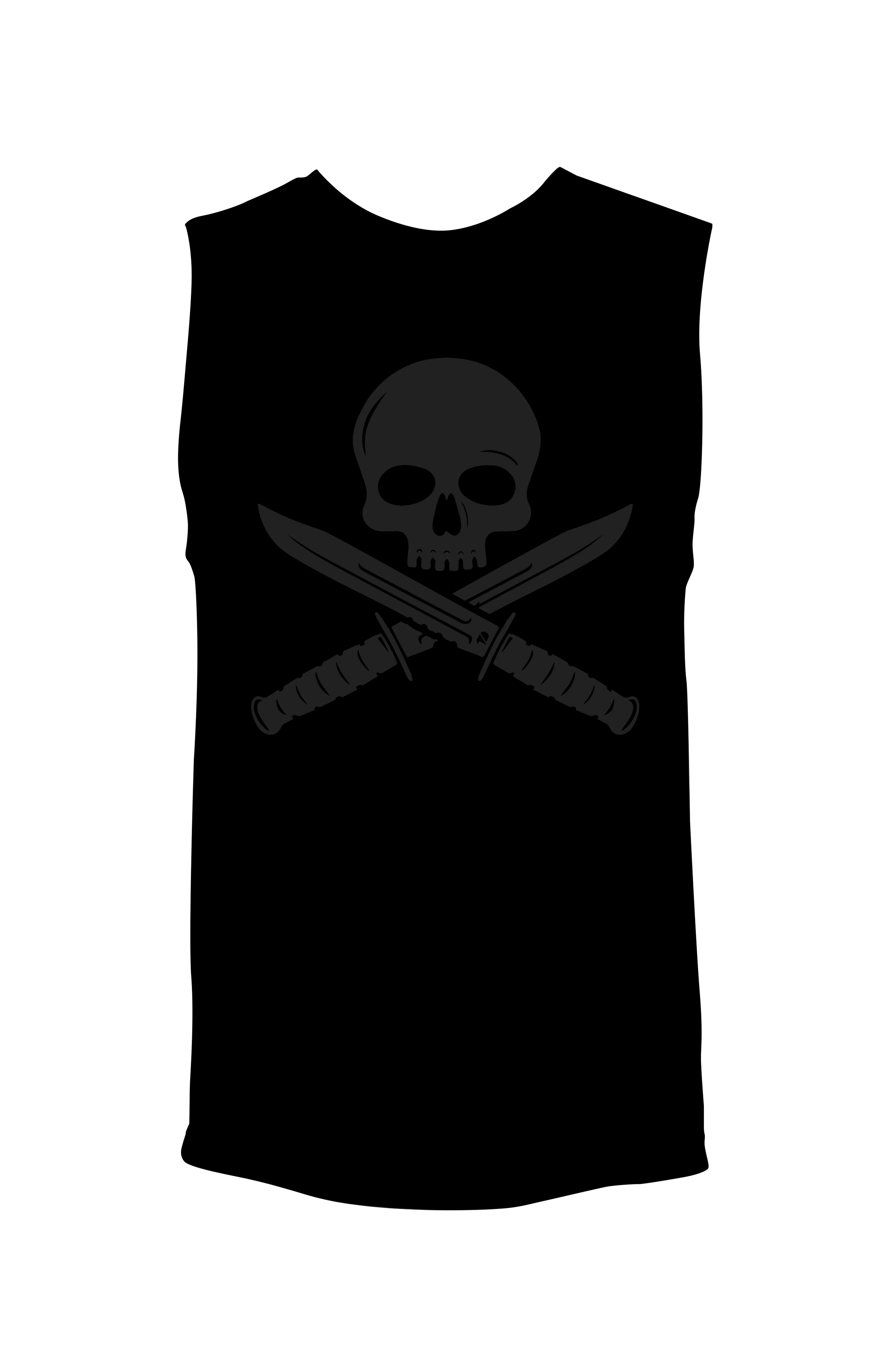 Skull & Tactical Knives (Black on Black) - Unisex Muscle Tank