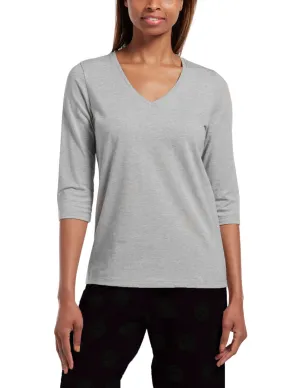SleepWell Solid 3/4 Sleeve V-Neck Sleep Tee