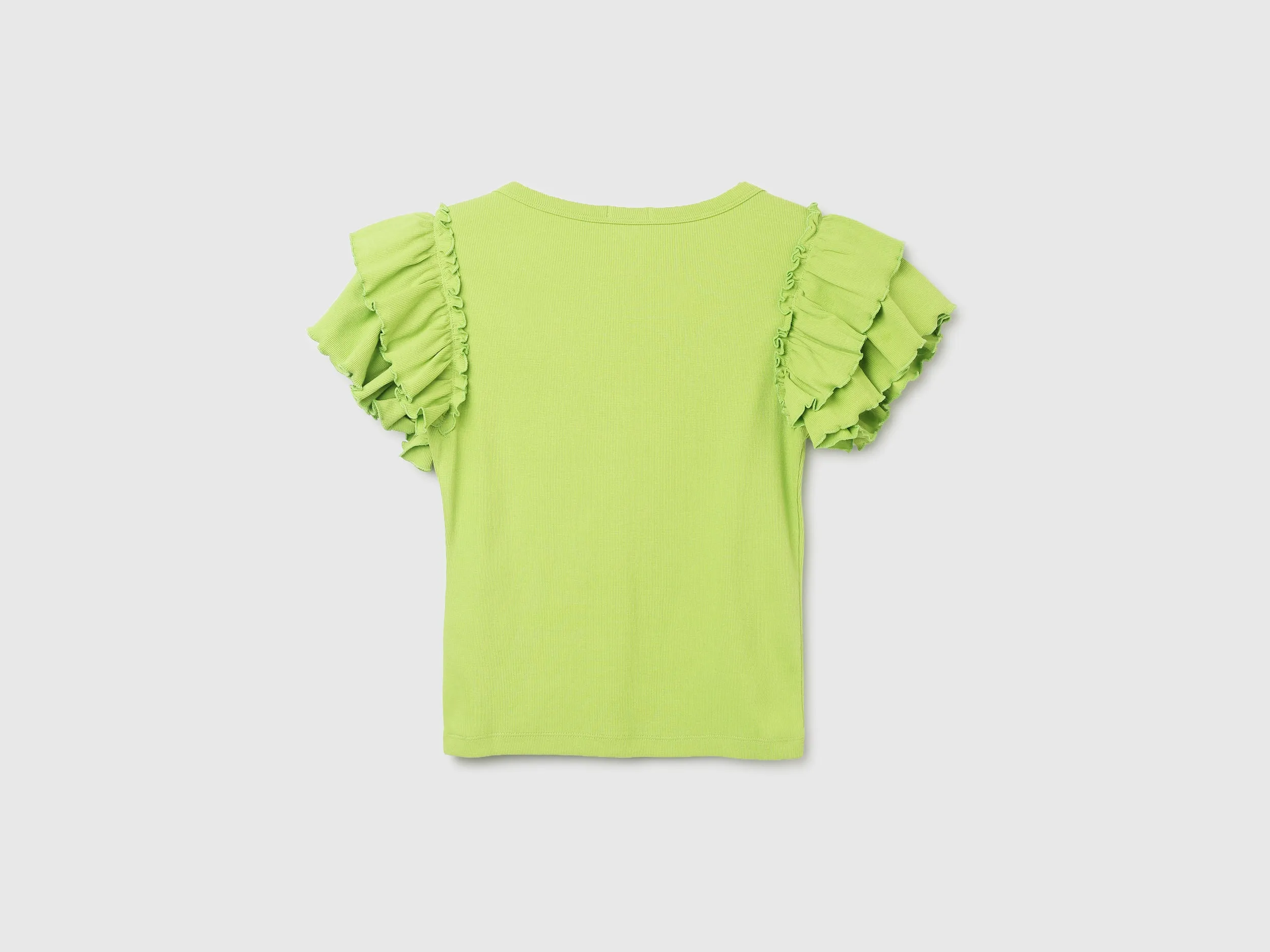 Slim Fit V-Neck Ruffle Sleeve Top
