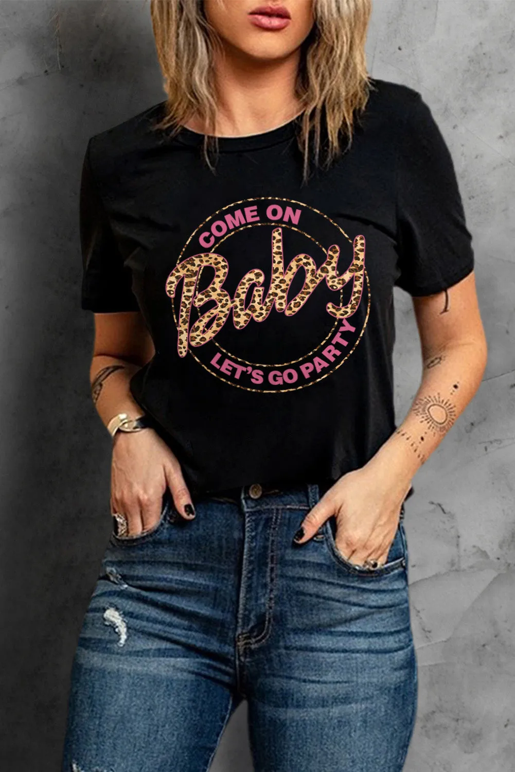 Slogan Letter Print Crew Neck Graphic T Shirt