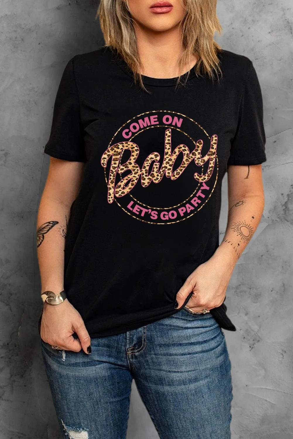 Slogan Letter Print Crew Neck Graphic T Shirt